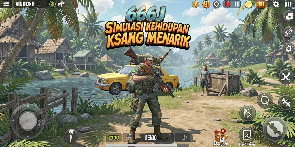Tampilan gameplay menarik 666J dengan simulasi kehidupan yang detail.