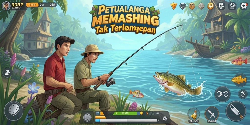 Tampilan menarik dari gameplay 99RP dengan aksi memancing seru.