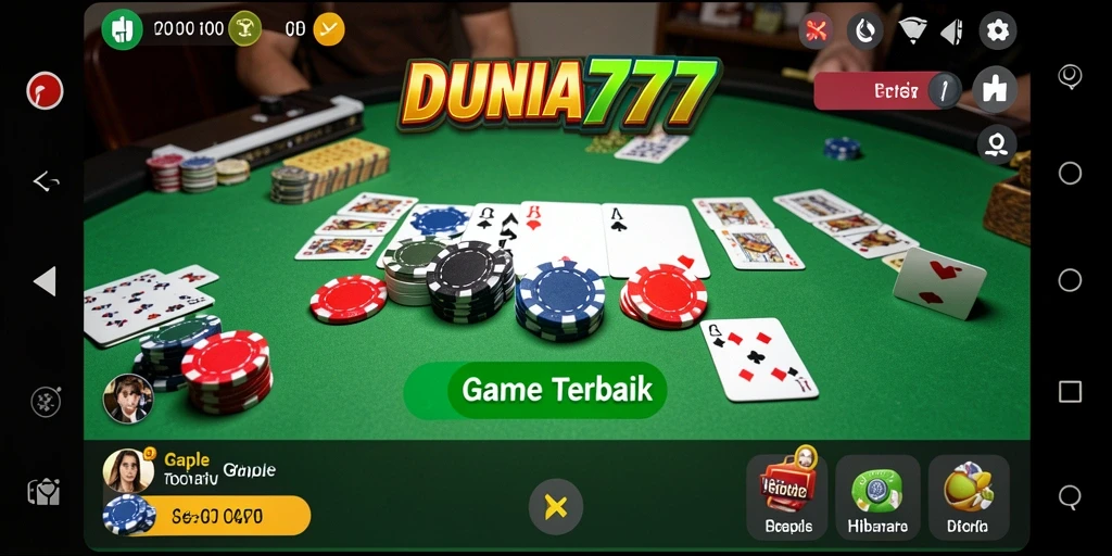 Screenshot gameplay DUNIA777 menunjukkan suasana seru permainan Gaple.