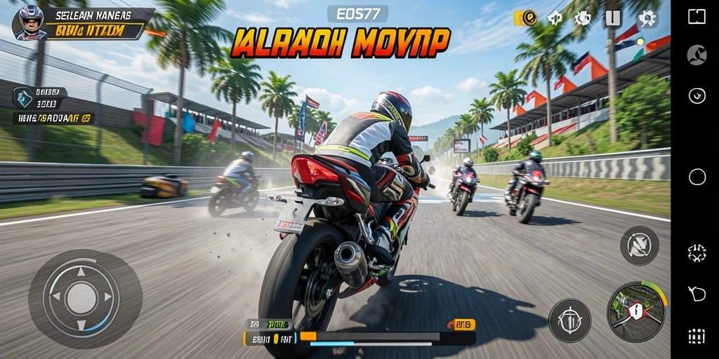 Gameplay balapan motor yang mendebarkan di EOS77.