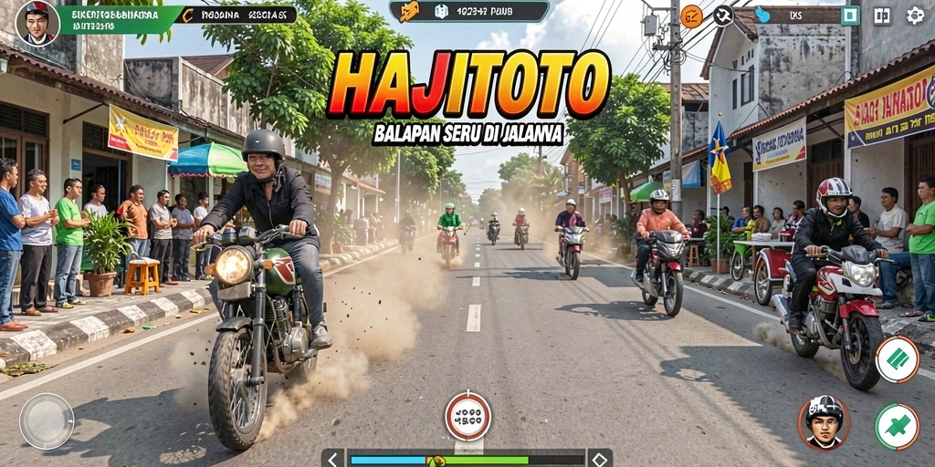 Screenshot gameplay HAJITOTO menampilkan aksi balapan penuh kecepatan.