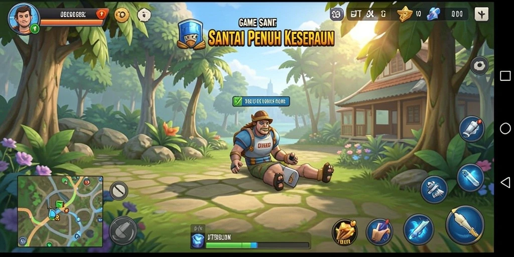 Tampilan gameplay JTBLUE yang penuh warna dan menarik.