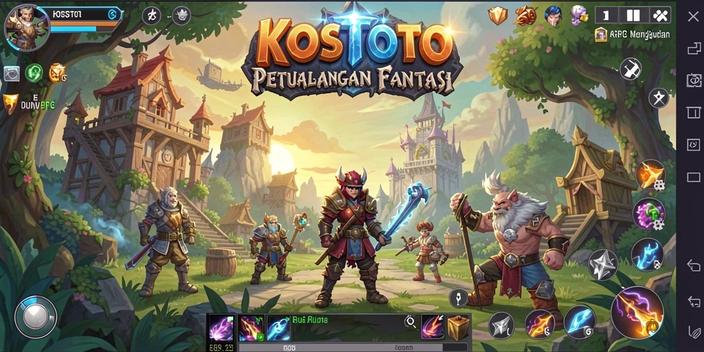 Screenshot gameplay KOSTOTO yang menunjukkan pertarungan epik di dunia ARPG.