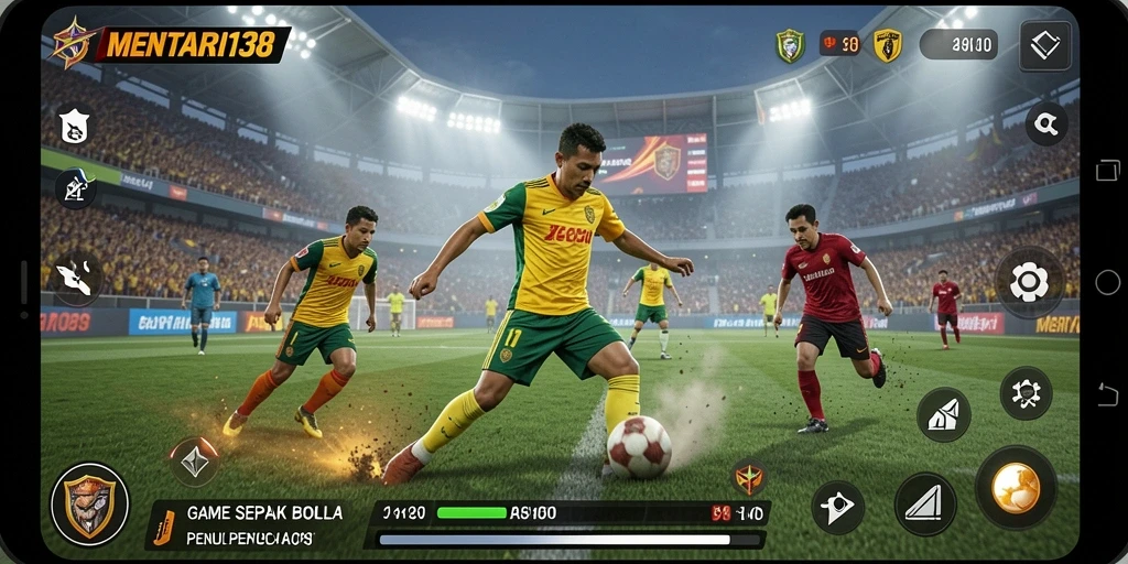 Tangkapan layar gameplay MENTARI138 yang penuh aksi sepak bola.