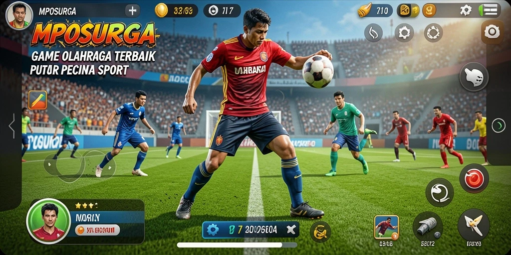 Tampilan gameplay seru dalam MPOSURGA dengan aksi olahraga yang mendebarkan.