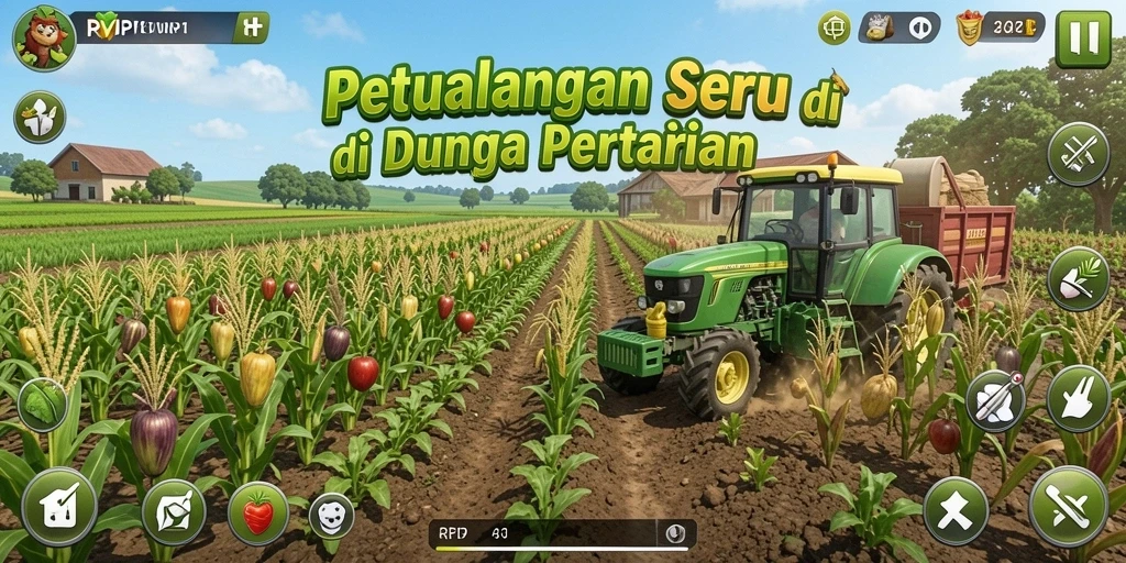 Tangkapan layar utama dari gameplay <strong>RPVIP1</strong> yang menampilkan aktivitas pertanian.