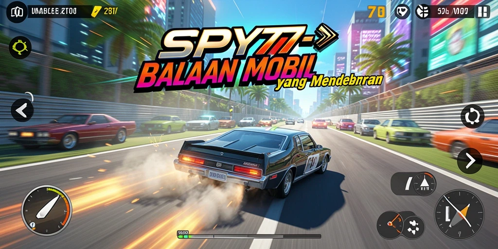 Tampilan menarik dari gameplay balapan SPY77 yang seru.
