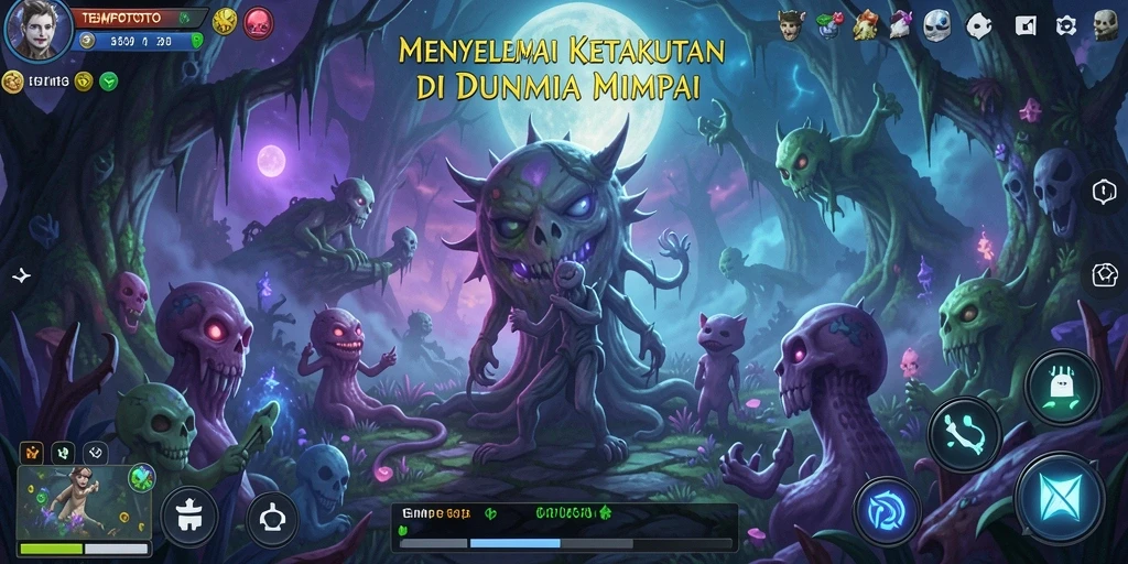 Tampilan gameplay menegangkan dari TEMPOTOTO menunjukkan kegelapan yang mengancam.