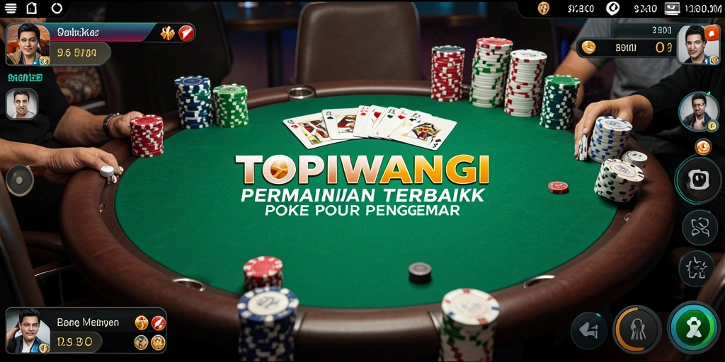 Tampilan gameplay poker dalam aplikasi TOPIWANGI yang menarik dan interaktif.
