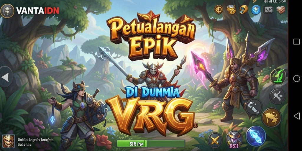 Screenshot gameplay VANTAIDN yang menunjukkan pertarungan epik di dunia fantasi.
