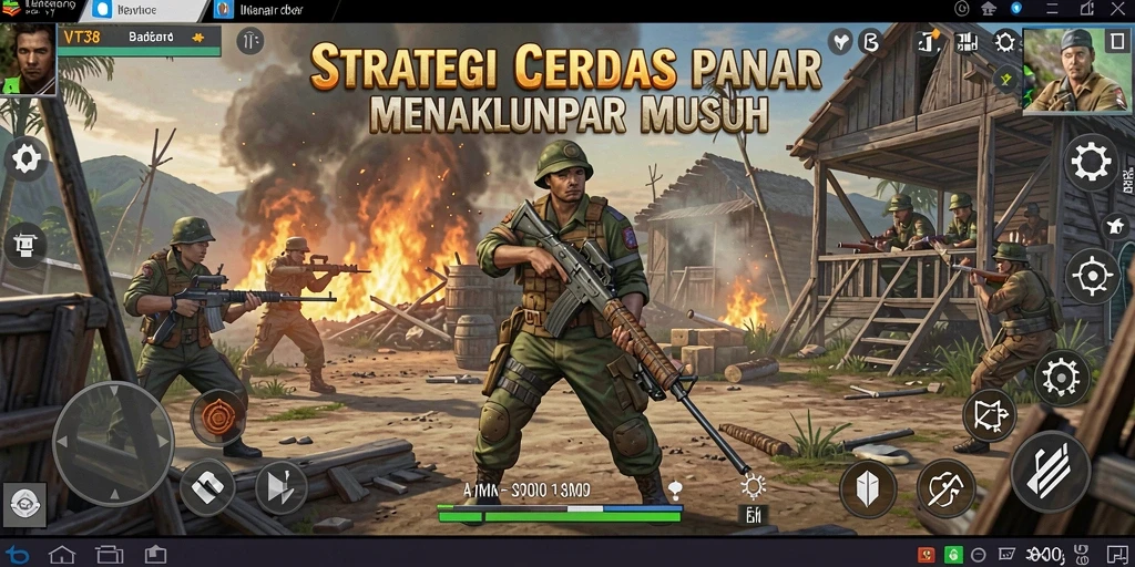Screenshot gameplay VT38 menampilkan pertempuran strategi yang seru.